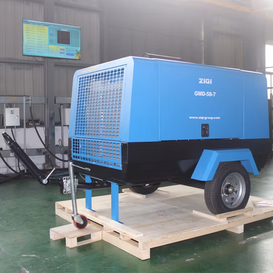 Portable Heavy Duty Screw Air Compressor Driven by Diesel